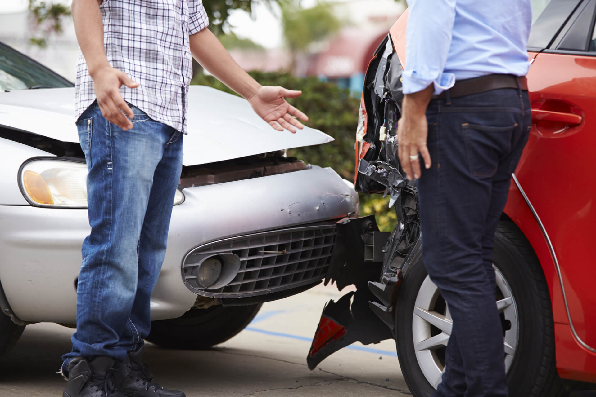 Two Men Speaking After Car Accident