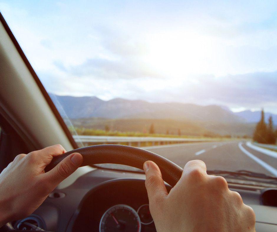 truck driving on rural road