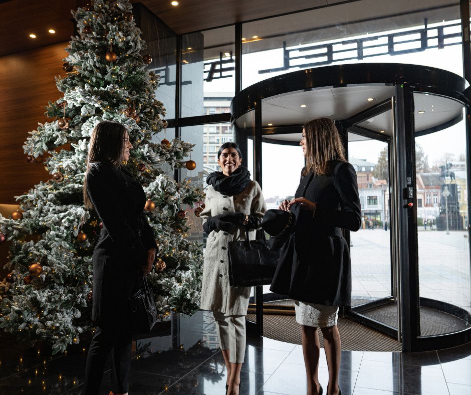 hotel guests in lobby