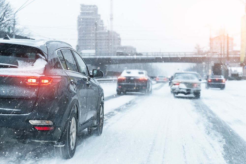 cars driving in hazardous conditions