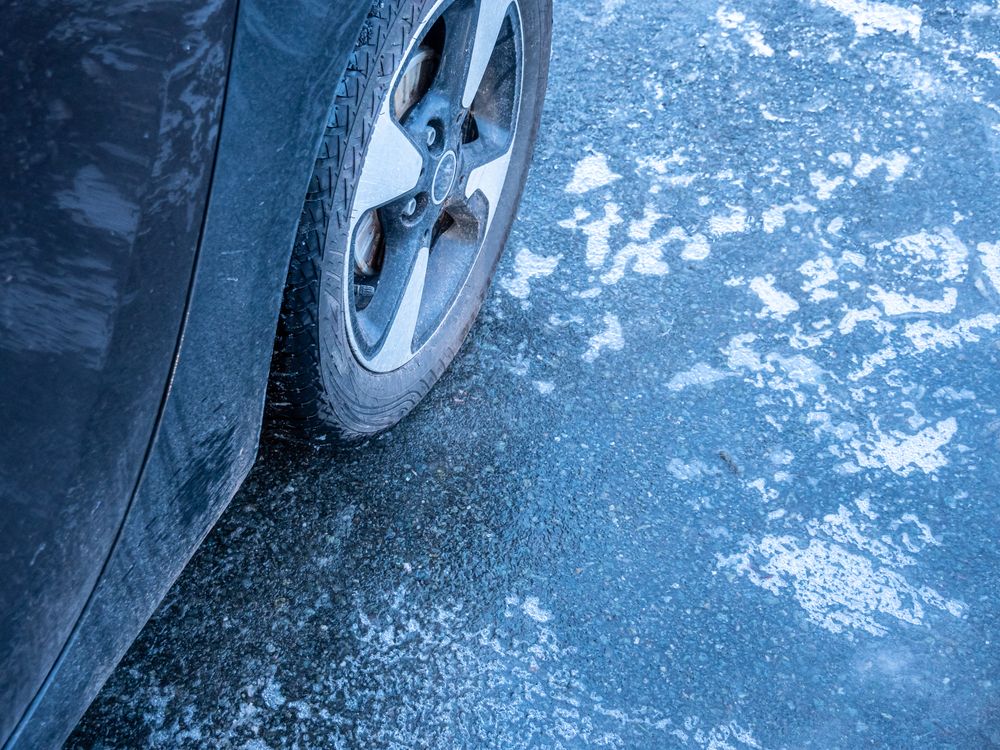 Car sliding on black ice